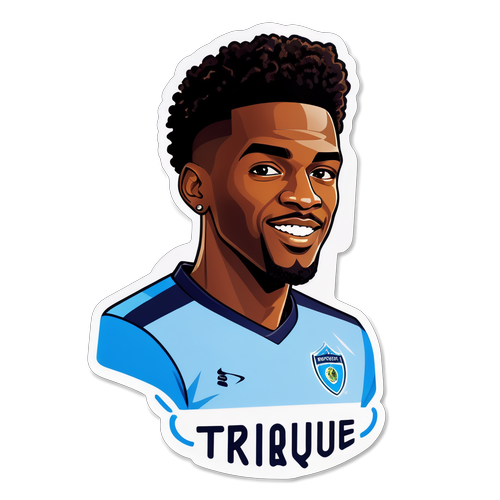 Sticker của cầu thủ Tyrique George với thông điệp 'Tương lai của bóng đá'