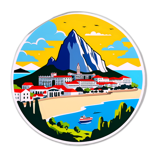 Ilustrace Gibraltaru na nálepce