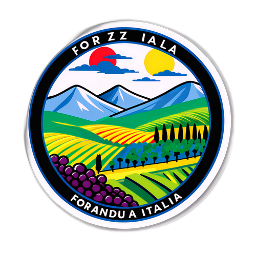 Rekaan Stiker Artistik Pemandangan Ladang Anggur Itali