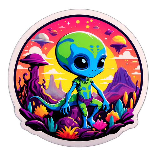 外星世界的奇幻風景貼紙