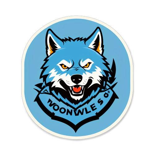Design et klistermærke der fanger intensiteten af kampen mellem Man City og Wolves med fans i baggrunden