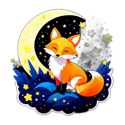 梦幻狐狸在星空下