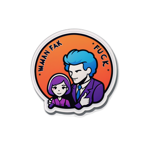Colorful Cartoon Couple Sticker