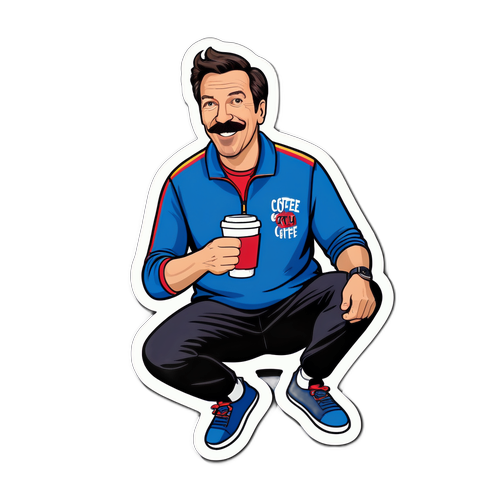 Spillende Ted Lasso Kaffe-Klistremerke