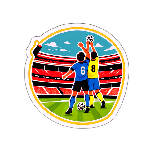 Adesivo vintage di una partita di calcio