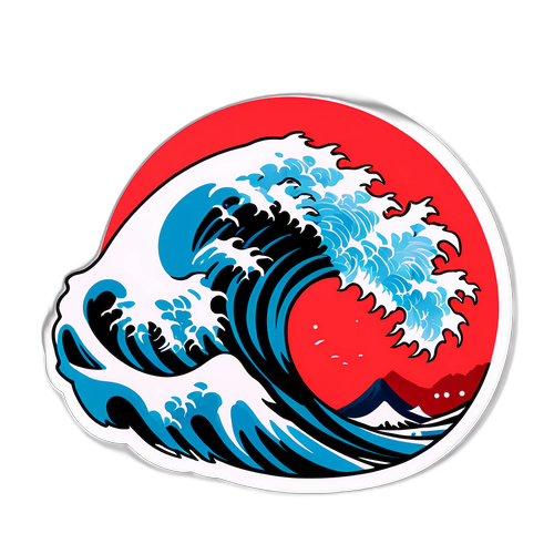 Dizayng Sticker ng Alon na Kumakatawan sa Lindol