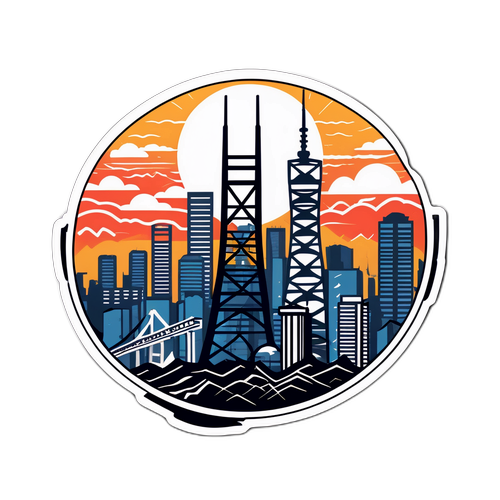 Pemandangan Skyline Bersejarah Tokyo yang Terluka oleh Garis Seismik