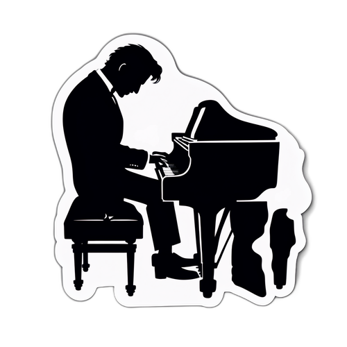 Silhouette pianisty w dramatycznych cieniach