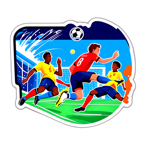 Dynamická akční scéna rohu v zápase Liga Mistrů