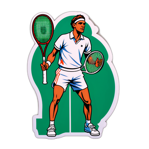 Sticker de Francisco Cerúndolo con estética art déco