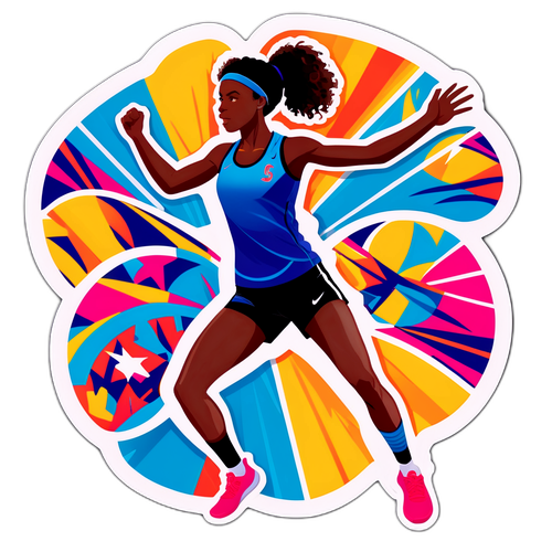 Lively Sport-Themed Sticker Featuring Sophie's Silhouette