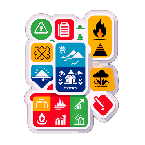 地震準備のインフォグラフィックスタイルのステッカー