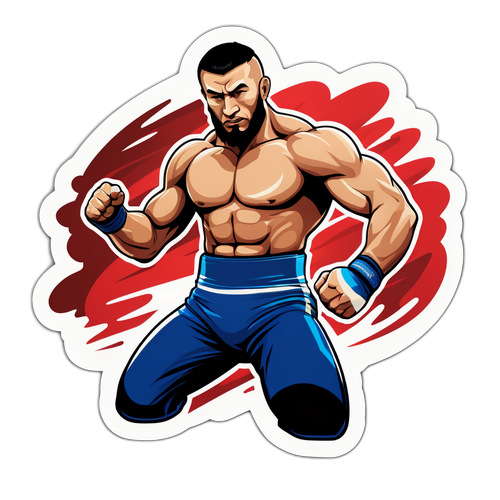 Stickers av Khamzat Chimaev i en kraftfull brottningspose