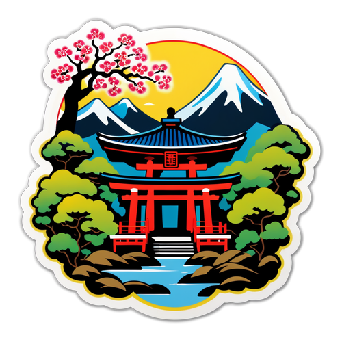 伝統的な神田明神の美しさを表現した風景ステッカー