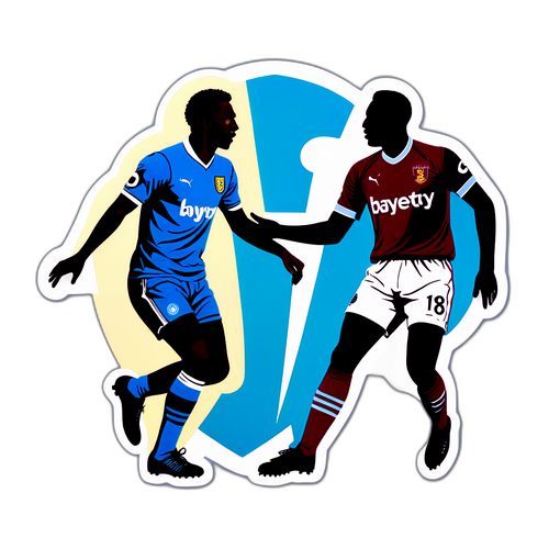 Силуети гравців Лідса та Вест Хема, що протистоять один одному, у стилі вінтажних постерів