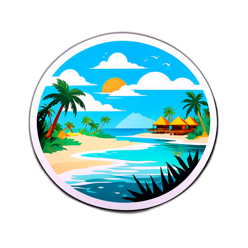 Spokojna naklejka z krajobrazem Malediwów