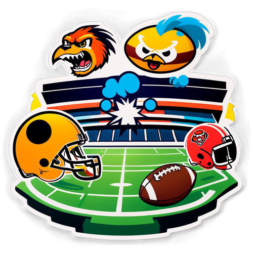 Animated NFL Mascots Having Fun on the Football Field