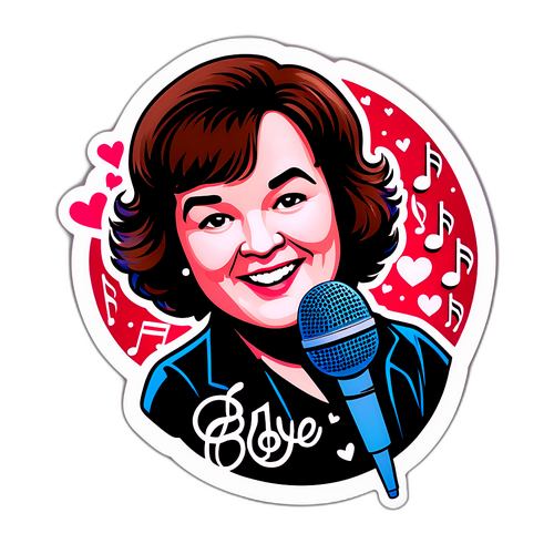 Autocollant de Susan Boyle avec un microphone