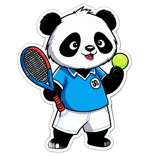Sticker cu un panda jucând tenis