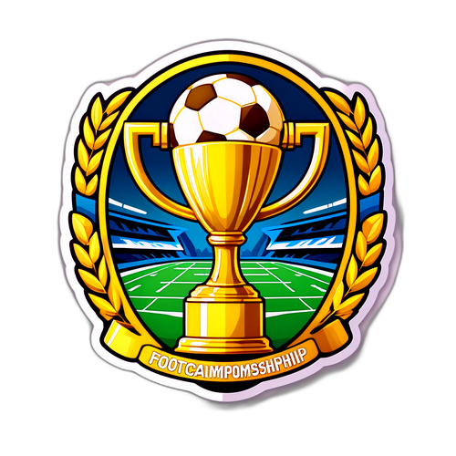 Sticker với hình ảnh cúp vàng và chữ "Giải Vô Địch Bóng Đá"