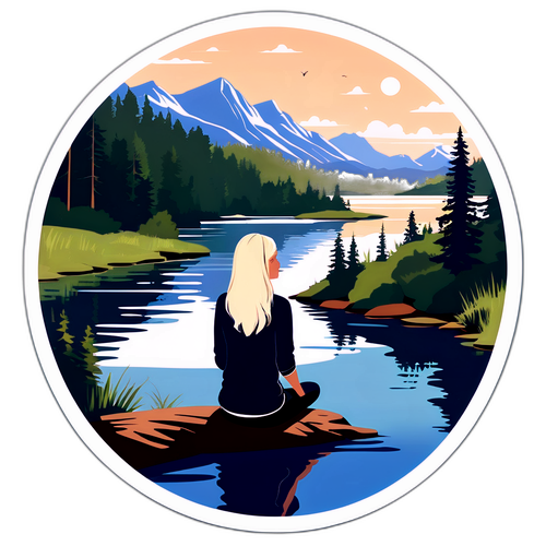 En lugn naturscen med Elin Nordegren vid en sjö