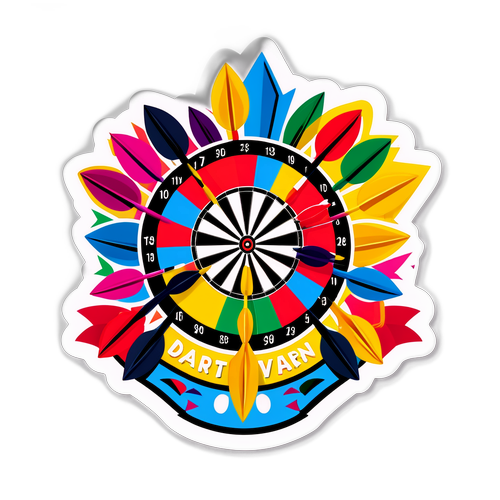 Feierliche Dartszene mit Van Veen