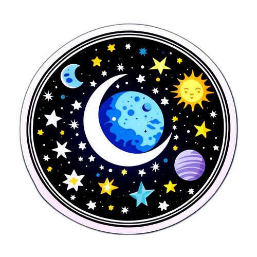 Наклейка с звездами и луной с астрологическим текстом для 9 декабря