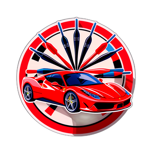 Sportlicher Ferrari mit Dartpfeilen