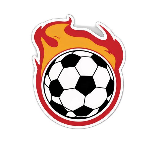 Design de uma bola de futebol cercada por chamas, representando a rivalidade entre Club Atlético Grau e Universitário