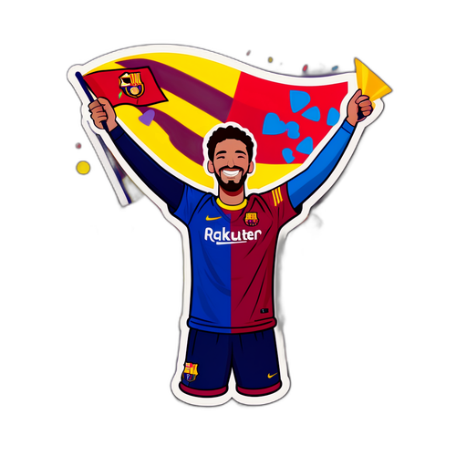 Stiker Seru Penggemar Barcelona Merayakan Kemenangan