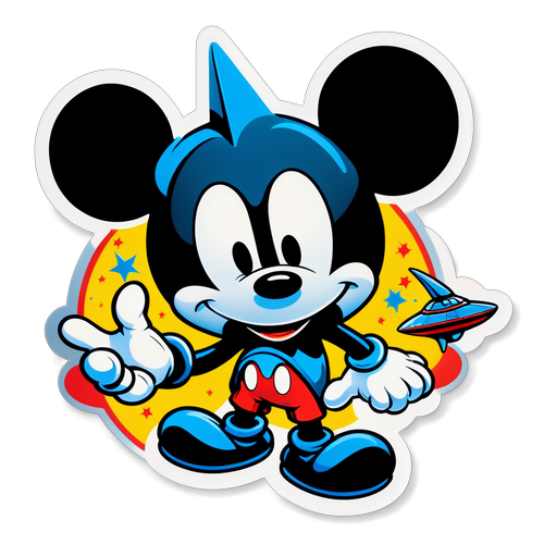 Kreslený design Mickey 17 jako podivný sci-fi charakter