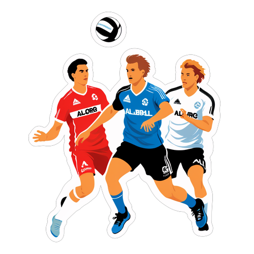 Sticker med Aalborg Handball Logo og Spillere i Aktion