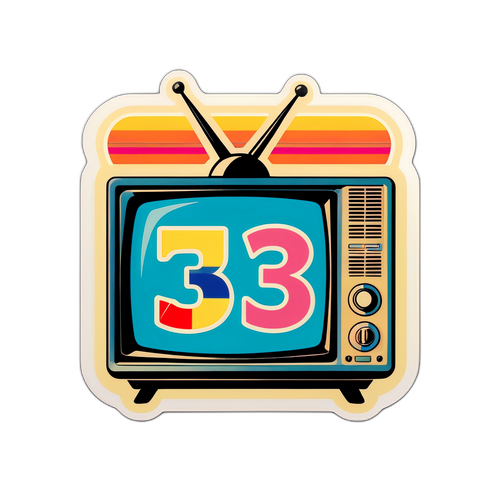 Sticker TV Retro Berwarna-warni