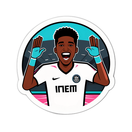 Ilustração de um jogador celebrando um gol para o Inter Miami