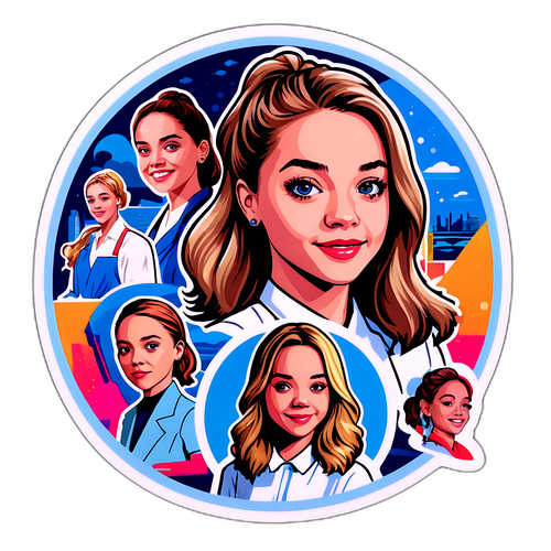 Стікер дизайну з зображенням Сідні Свіні в різних стилях