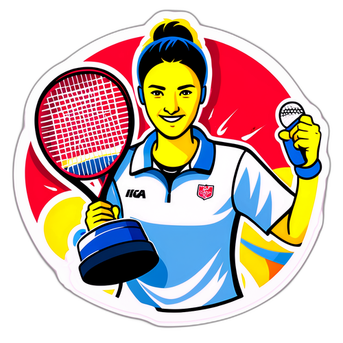 Dibujo de Iga Świątek con su raqueta y trofeos