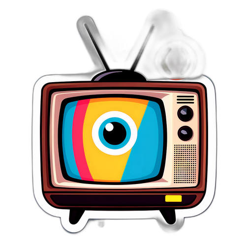 An eye-catching sticker with ‘What’s on TV Tonight?’ featuring popular TV show symbols and a retro television set.