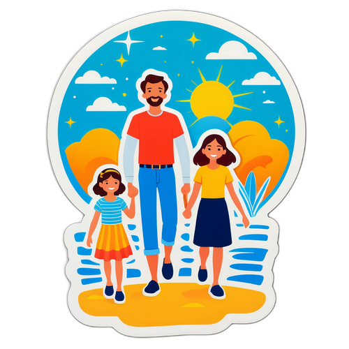 밝은 태양 아래 가족 소풍