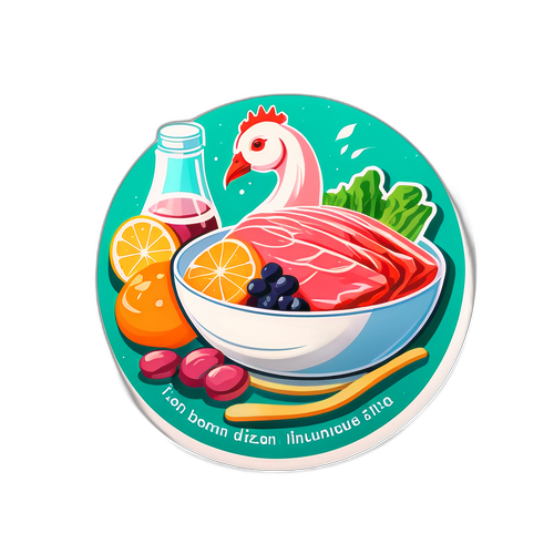 健康的な食事をテーマにしたステッカー