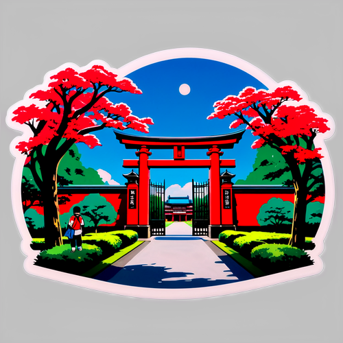 東京大学の赤門と学生のステッカー