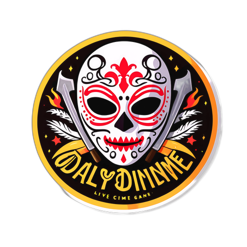 Aufregender Aufkleber für das 'Deadly Game Live Crime Dinner'