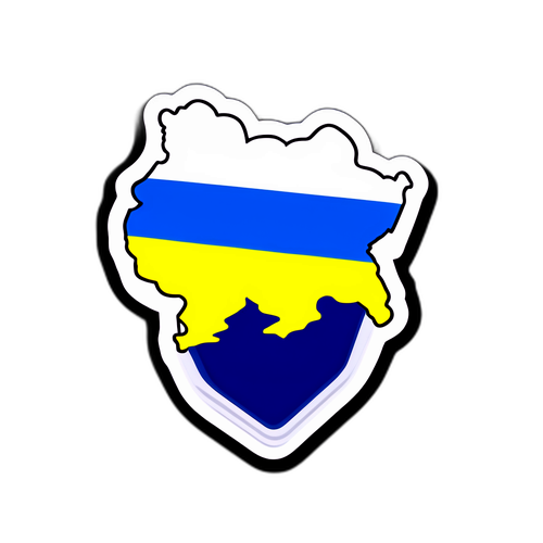 Стильний значок з прапором України на фоні карти країни