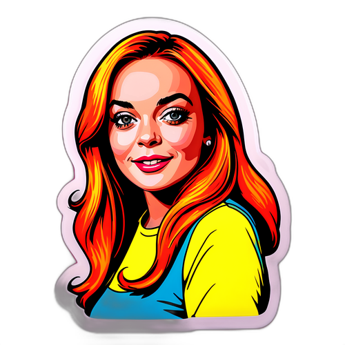 Retro pop-art klistermärke av Lindsay Lohan