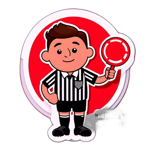 Stiker Karakter Bola Sepak yang Lucu sebagai Pengadil