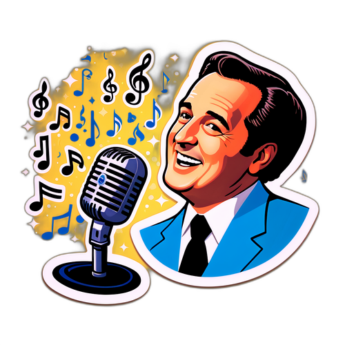 Adesivo di Neil Sedaka con Microfono Retro
