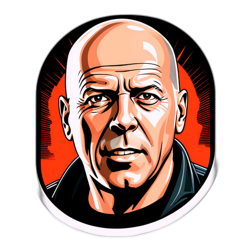 Retroaiheinen elokuvajuliste Bruce Willisin ja toimintaleffojen elementeillä