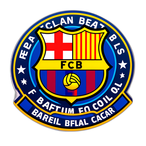 Aufkleber im Barça-Stil mit Stadion und Motto