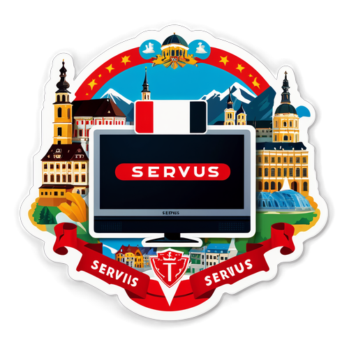 Aufkleber mit dem Servus TV Logo
