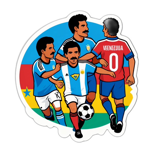 Makulay na Sticker ng Eksena sa Soccer
