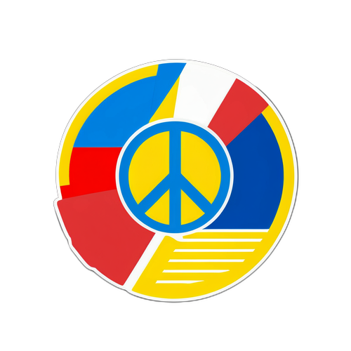 Friedenssymbol mit den Flaggen der Ukraine und Russland